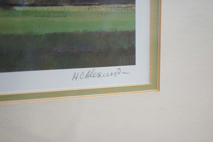 Matthew Alexander (b.1953), ‘The Mill, Rye, Sussex’, ‘Alfriston Church, Sussex’ and ‘Langstone Tide Mill, Hampshire’, set of three colour prints, each signed in pencil and limited edition of 850, together with a limited